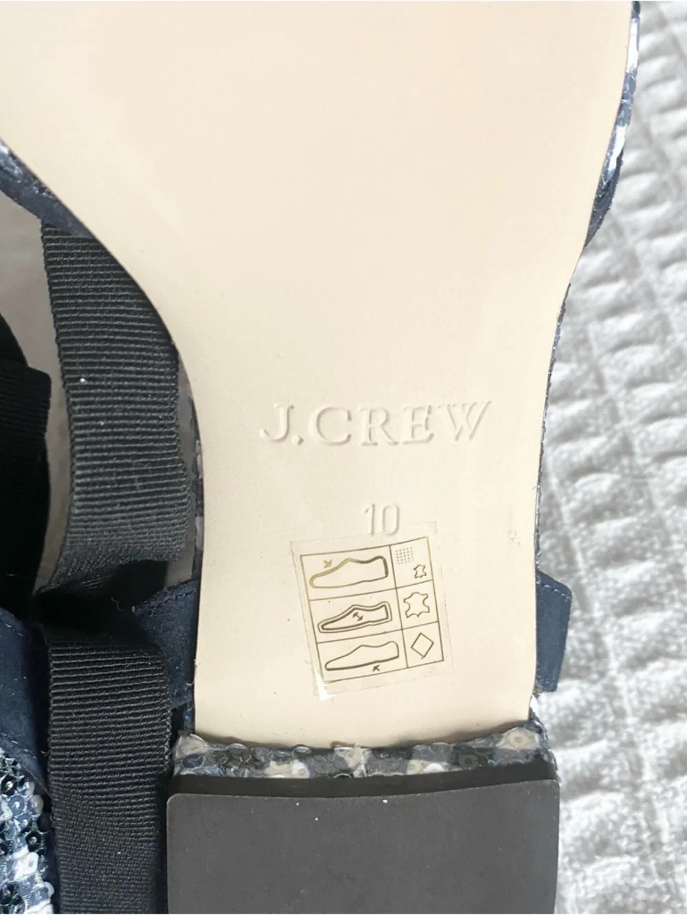 J. Crew gingham ankle wrap flats navy size 10 NIB